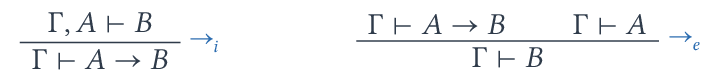 Règles d'introduction et d'élimination de rightarrow.